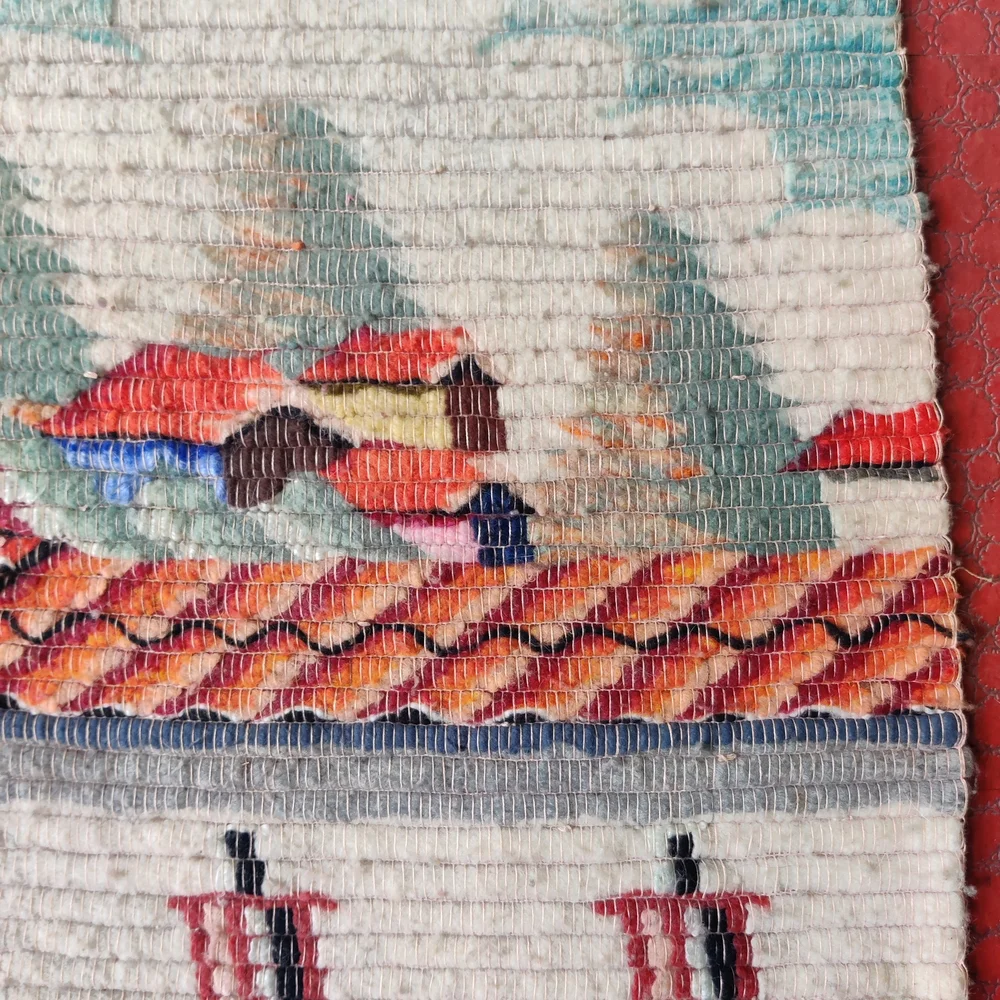Peru Hand Woven Wool Tapestry Wall Art Blanket Church Village Community 66 x 45